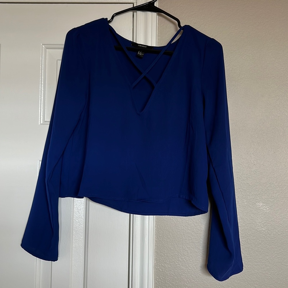 FOREVER 21 blue blouse S